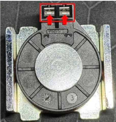 Connector pins after bending, with restored spring tension